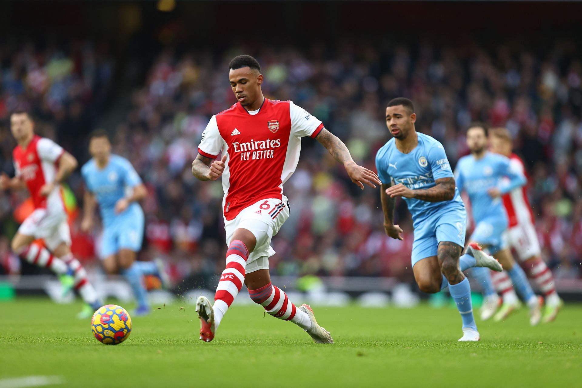 Gabriel was sent off in the 59th minute